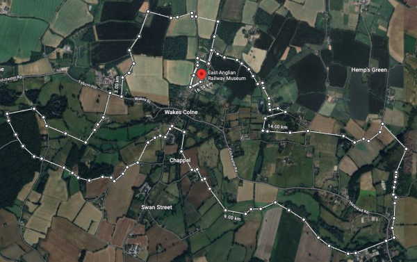 Google map showing walk route